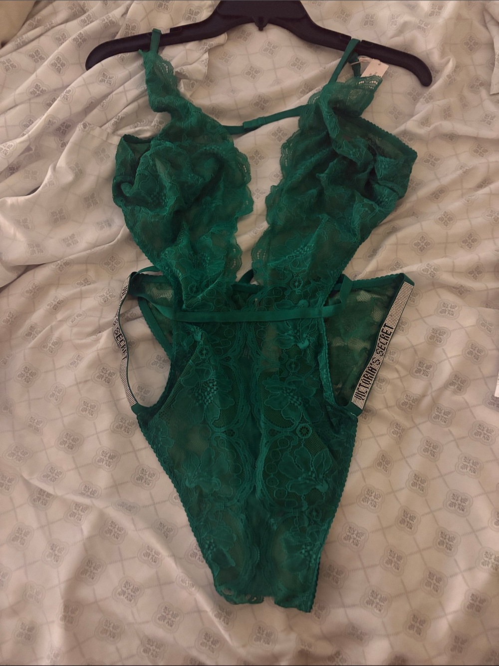 Victoria's Secret Green Lace Plunge Teddy